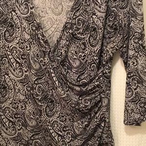 Coldwater Creek faux wrap top Black & White LG